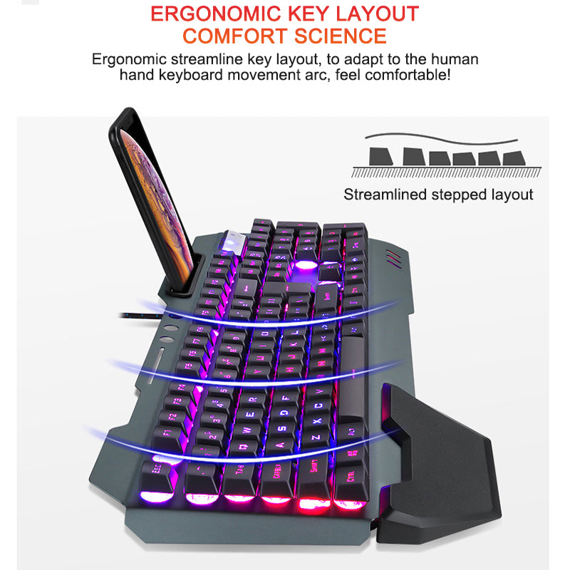 Enhance Your Gaming Experience with the Ergonomic Wired RGB Gaming Keyboard